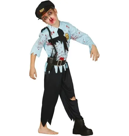 Disfraz de Halloween de policía zombie de terror para niños de 7 a 12 años...