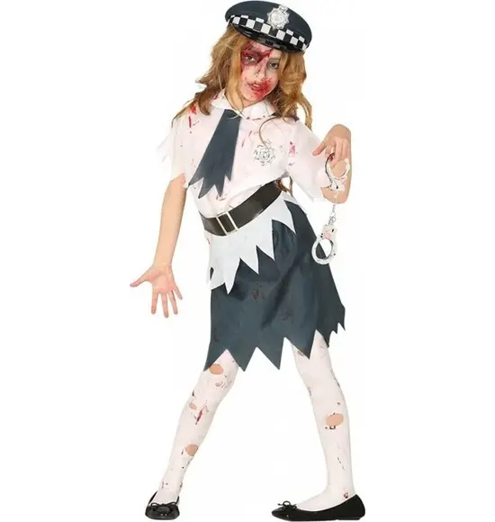 Disfraz Halloween policía zombie costume para niñas 5-12 años carnaval (7-9...