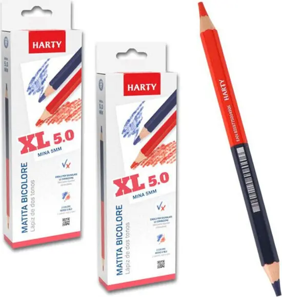 24 lápices de colores bicolor, rojo y azul, 2 colores, mina máxima de 5 mm,...
