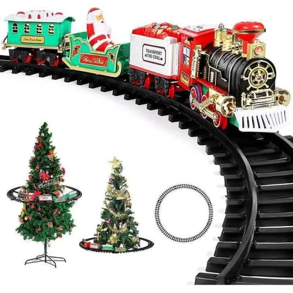 Tren Árbol de Navidad Tren Eléctrico Trineo Papá Noel Locomotora Decoración