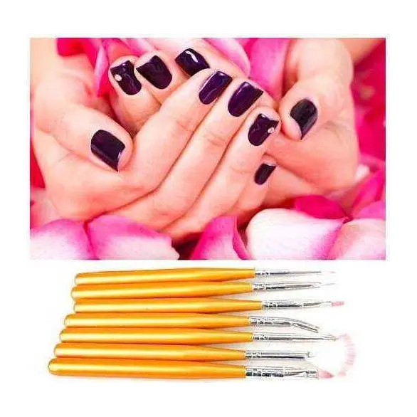 7 pinceles para decoración de uñas kit de reconstrucción de uñas de manos...