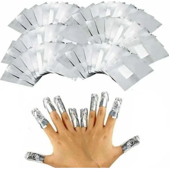 100x hojas de aluminio esponja gel removedor de esmalte de uñas semipermanente