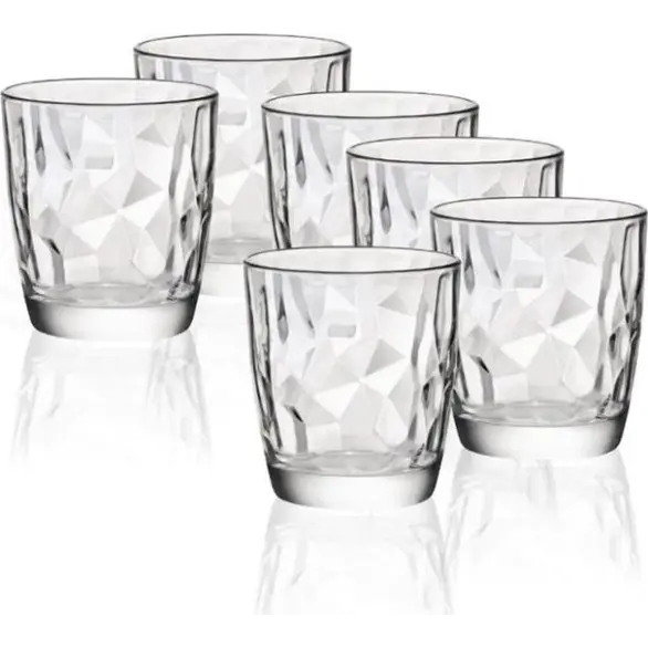 6x Vasos por Agua Mod. Diamond 30.5cl Vaso en Cristal Transparente Bebida
