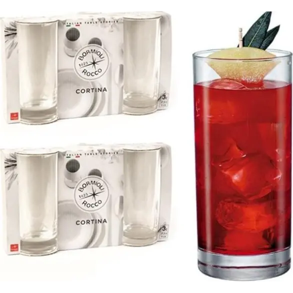 6x Copas Coctel Mod. Cortina Bebida Vaso Cristal Transparente 28cl