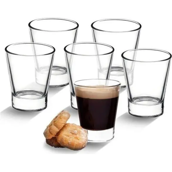 6x Tazas de Café Mod. Caffeino Espresso Vasos 8.5cl en Vidrio Transparente