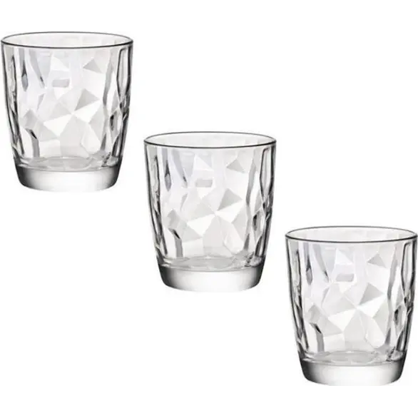 3x Vasos de Agua Mod. Diamond Vino 30.5cl en Vidrio Cocina Transparente