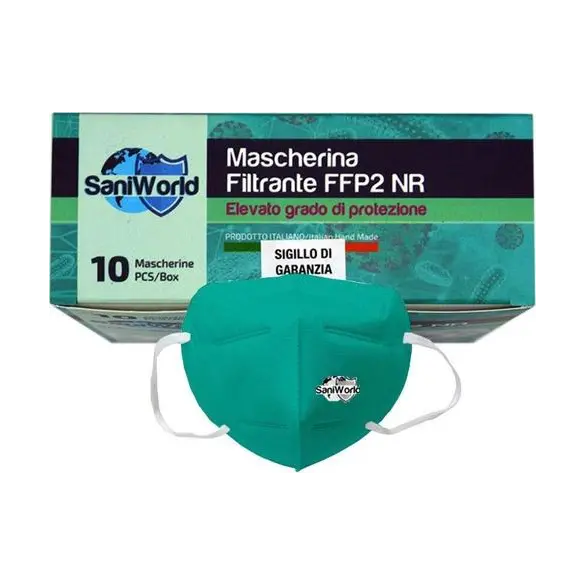 20x Mascarillas Italianas FFP2 Certificadas CE Color Verde Rostro Desechable