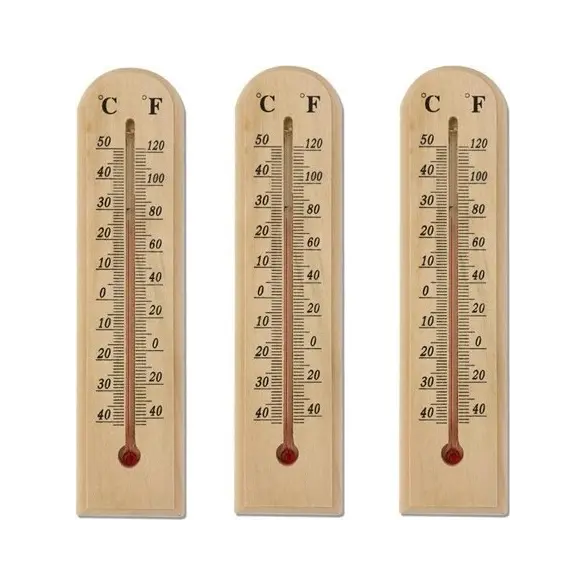 3x Termómetro de Pared Madera Interior Exterior Mide Temperatura C° F°