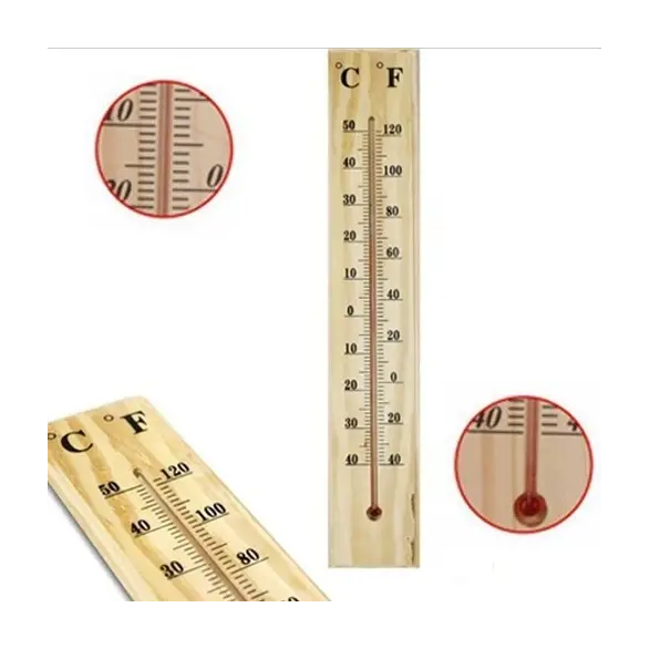 Termómetro de pared de madera Interior Exterior Medidas Temperatura C° F°