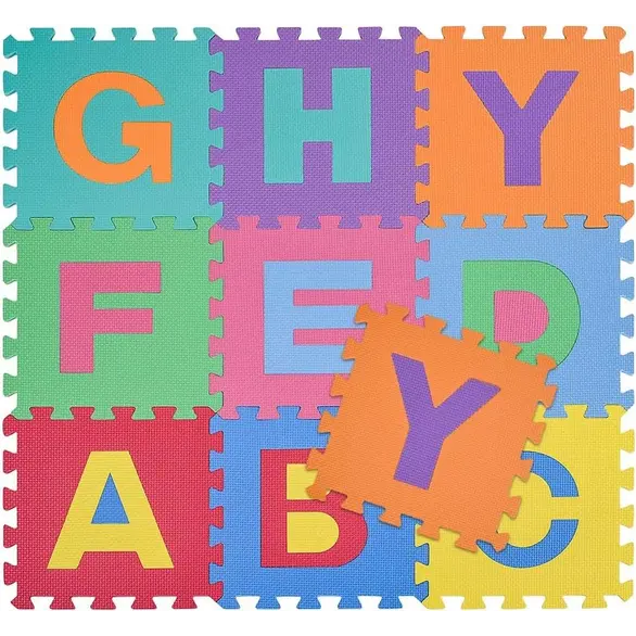 Alfombra Puzzle Suave para Niños 29.5x29.5cm 10 Piezas Letras De Colores