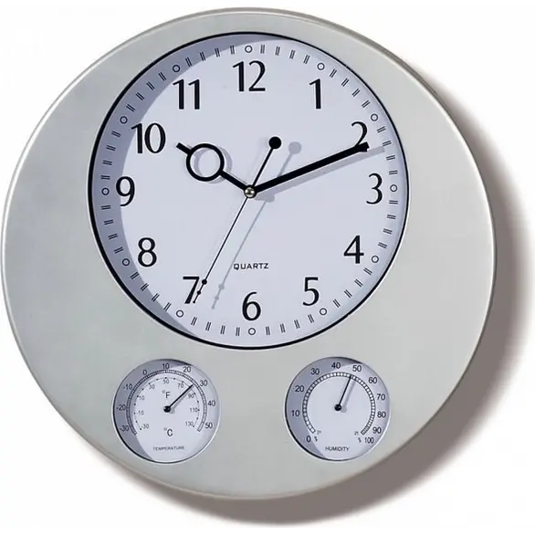 Reloj de pared con higrómetro y termómetro cocina y casa 35,5 cm blanco y...