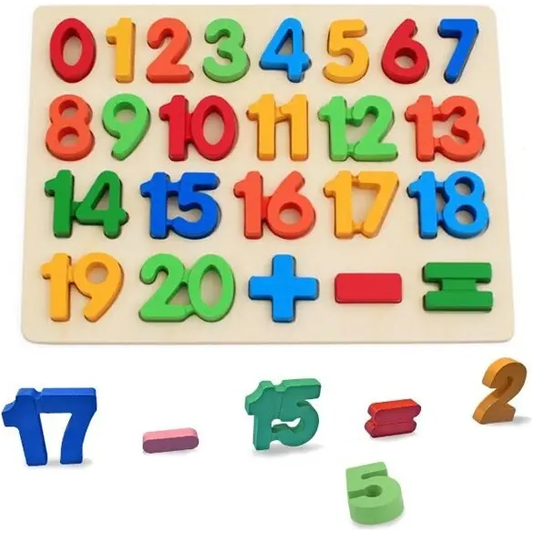 Juego educativo niños rompecabezas de madera en 3D números juego entrelazado