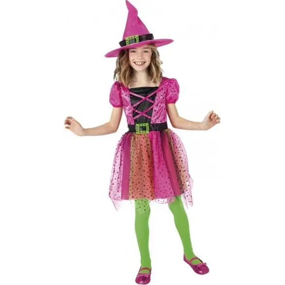 Disfraz de Halloween para niña bruja vestido de carnaval de 3 a 9 años (M 5-7...