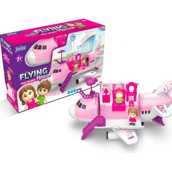 Avión de juguete para niñas con apertura de avión y juego de casa de 2 muñecas