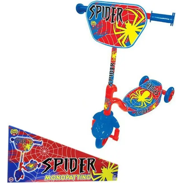 Patinete Spider juguete para niños +2 años 3 ruedas 60cm azul rojo