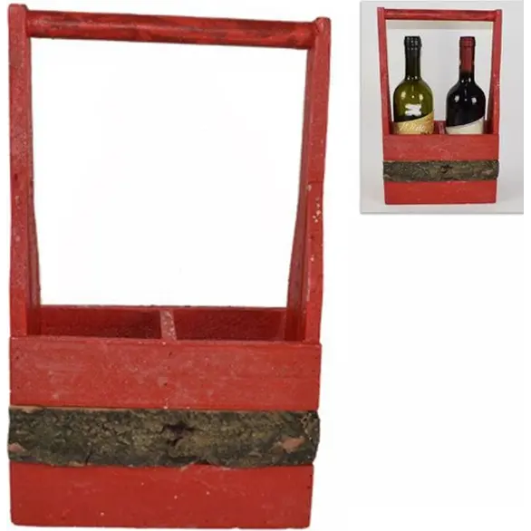 Caja para Botellas de Madera 2 Plazas Compartimentos para Vino Roja 36x21cm