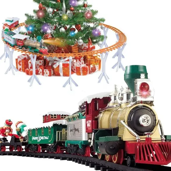 Tren Navidad Bajo Árbol Tren Eléctrico con Luces y Sonidos Locomotora Navidad