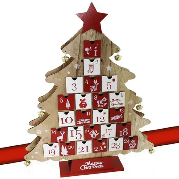 Árbol de Navidad de madera Calendario de Adviento 24 cajones Decoracion