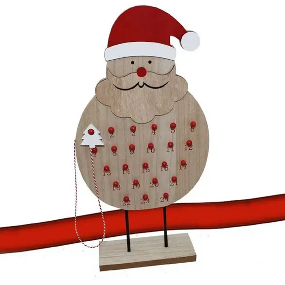 Calendario de Adviento de madera de Papá Noel 24 números 22x45cm Decoraciones