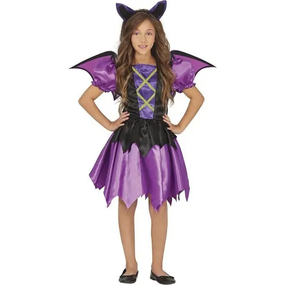 Disfraz de murciélago morado de Halloween para niña 5-12 años carnaval (5-6...