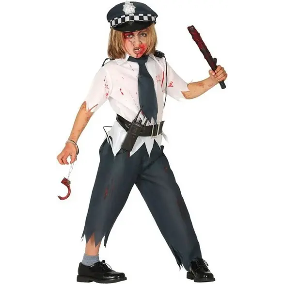 Disfraz Halloween policía zombie costume niño niña 5-12 años (7-9 años)