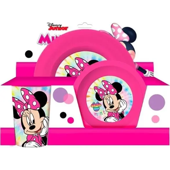 Juego de desayuno 3 piezas Disney Minnie Mouse plato cuenco guardería niña