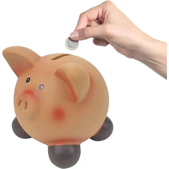 Hucha de cerdo de cerámica Piglet Monedero dinero dos tamaños (8.5x7.5x7.5 cm)