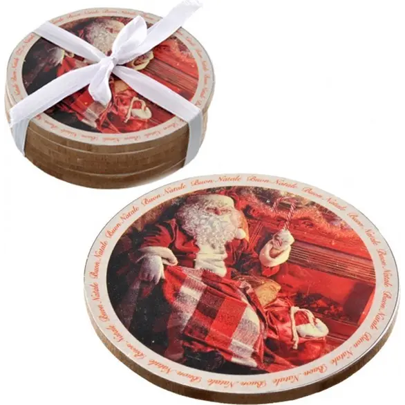 12x posavasos navideños redondos de madera de 10 cm, decoración para el hogar