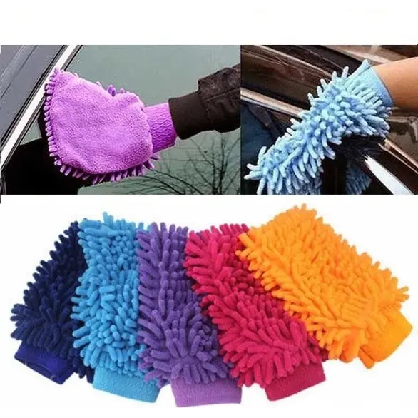 2x guantes para lavado de coches, carrocería, microfibra, flecos, paño para...
