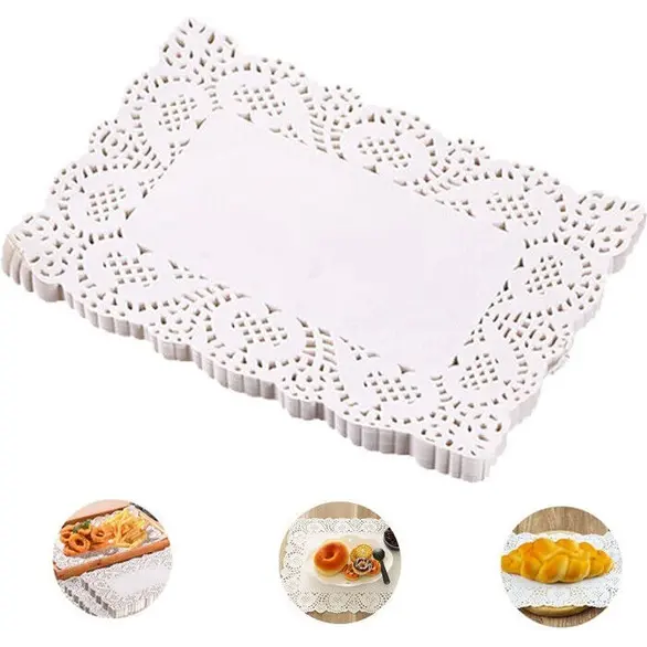 160x almohadillas de papel blanco para tartas, tapetes rectangulares de...