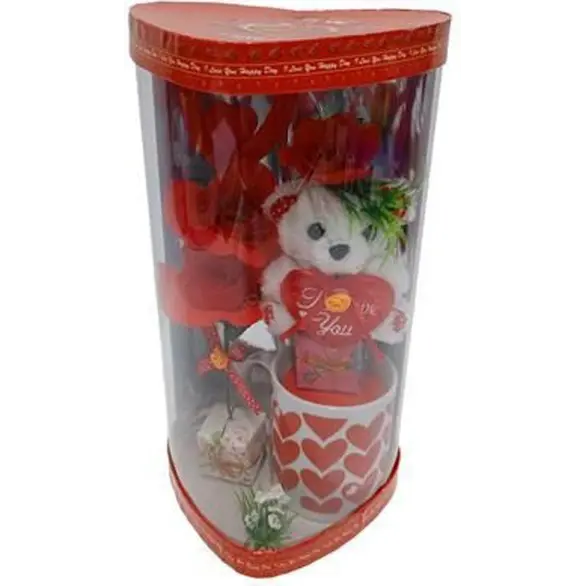 Set de regalo oso de peluche, taza, idea regalo aniversario San Valentín