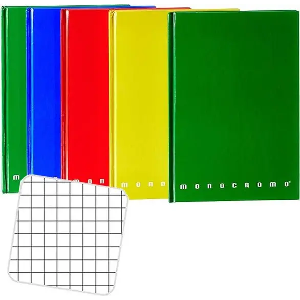 5 Piezas Cuadernos Tapa Dura Monocromo A5 Cuadriculados Colores Surtidos