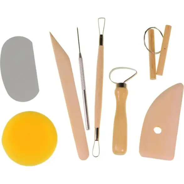 Juego de herramientas para modelar arcilla cerámica, kit de madera de 8 piezas