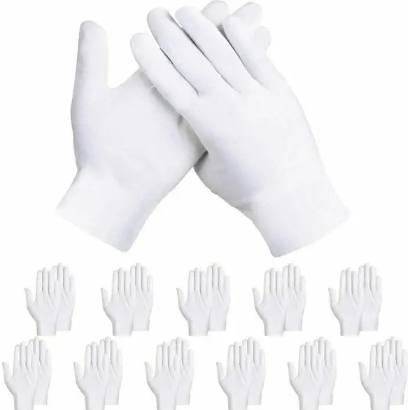 12x pares de guantes de trabajo bricolaje de algodón ligero blanco talla única