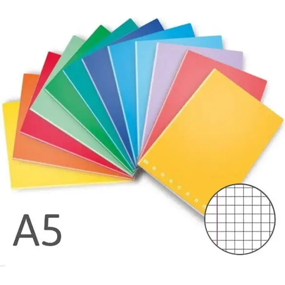 10x Cuaderno Monocromo Tamaño A5 Rayas Cuadradas 0Q Colores Surtidos Escuela