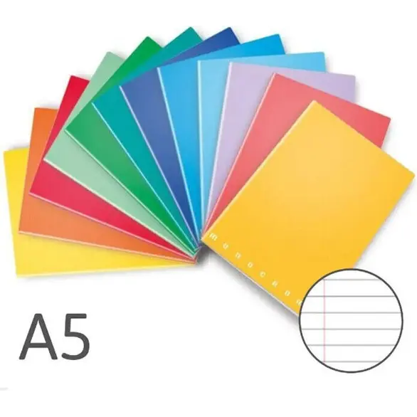 10x Cuaderno A5 con rayas monocromáticas, rayas 0C, 42 hojas, colores surtidos
