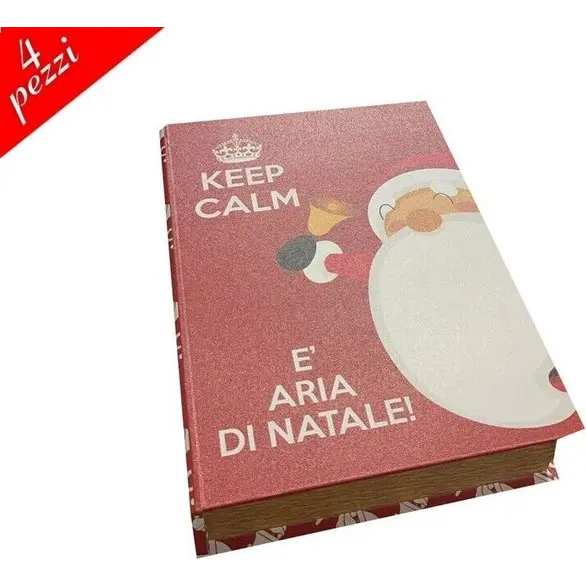 Juego de 4 cajas de libros navideños Keep Calm Christmas Air porta dulces