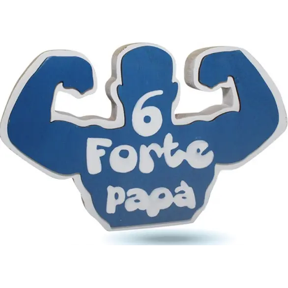 Letras decorativas de Madeira azul 6 Papá fuerte Día del Padre 12x18 cm