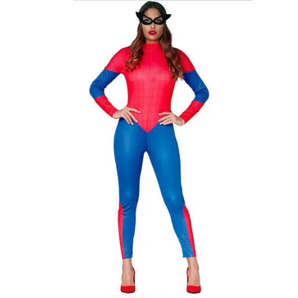 Disfraz Carnaval Spiderman mujer araña vestido de superheroína M/L fiesta (L)