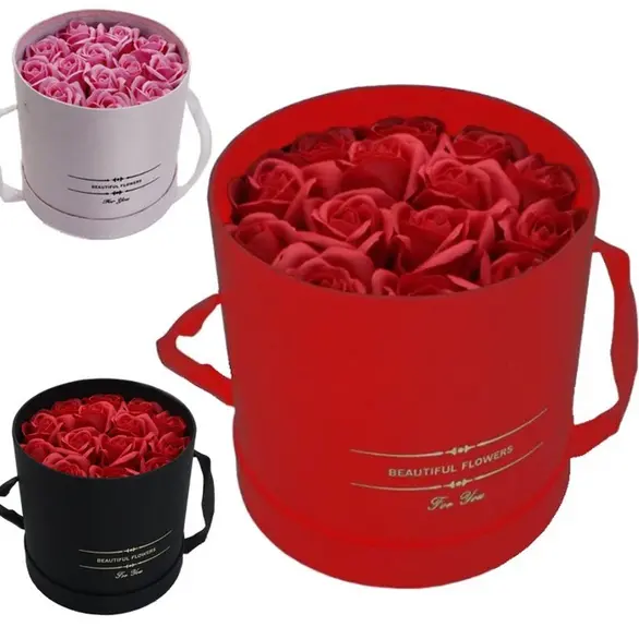 Caja con Rosas Rojas o Rosadas Regalo de San Valentín Aniversario para Novia