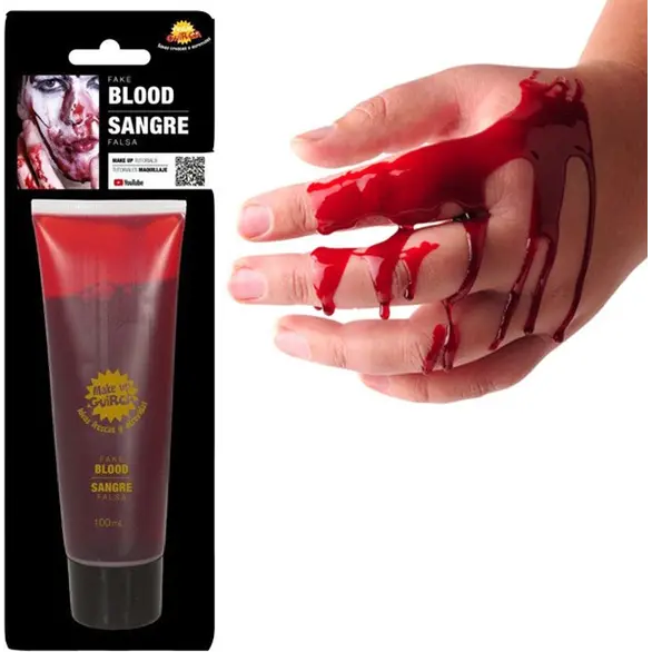 Sangre falsa lavable tubo 100 ml maquillaje rojo para disfraces de Halloween