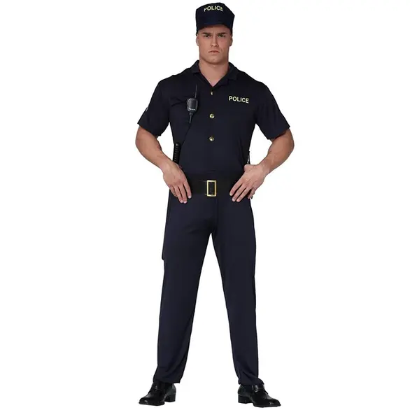 Disfraz de carnaval traje de policía hombre adulto unisex M/L halloween (M)