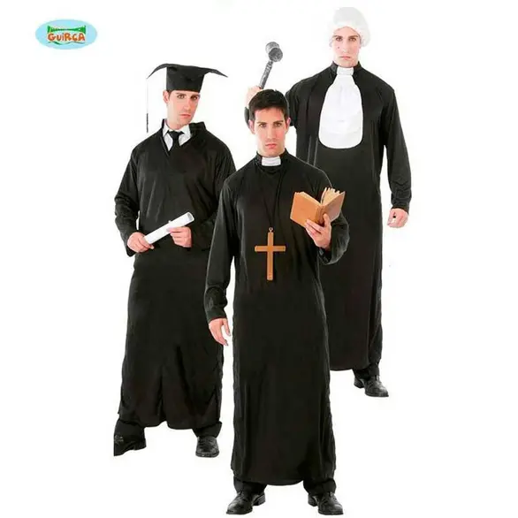 Disfraz de carnaval para hombre religioso Túnica juez sacerdote graduado M/L (L)