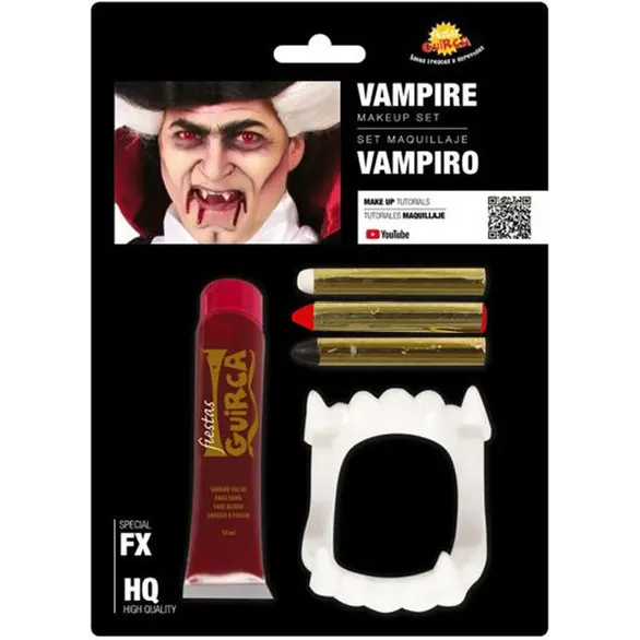 Maquillaje de carnaval de vampiro, dientes de sangre falsos para cara boca