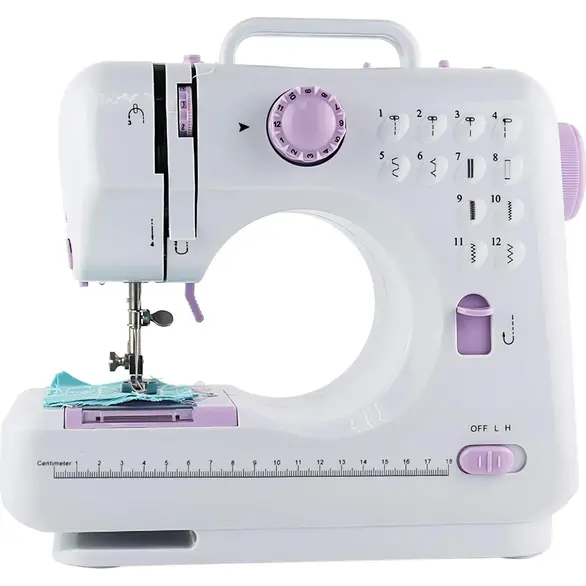 Máquina de coser portátil con pedal de 2 velocidades y 12 puntadas YASM-505A