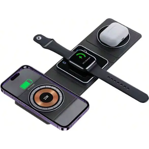 3 en 1 Airpods magnéticos/Apple Watch/cargador inalámbrico USB plegable iPhone
