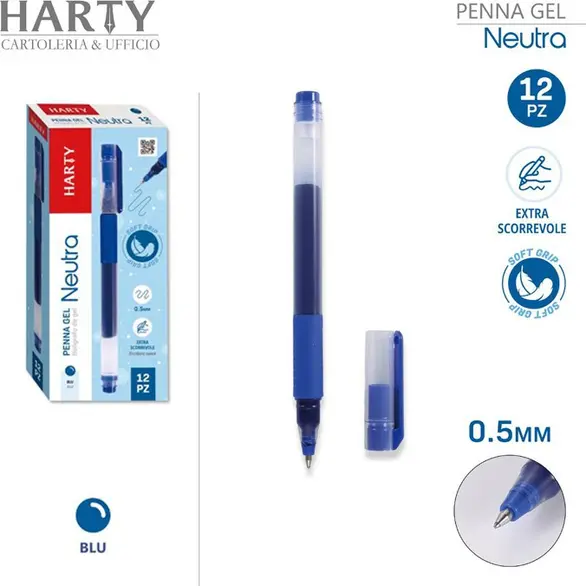 12 bolígrafos de tinta de gel, 0,5 mm, fino, rojo, azul y negro, escolar (Azul)