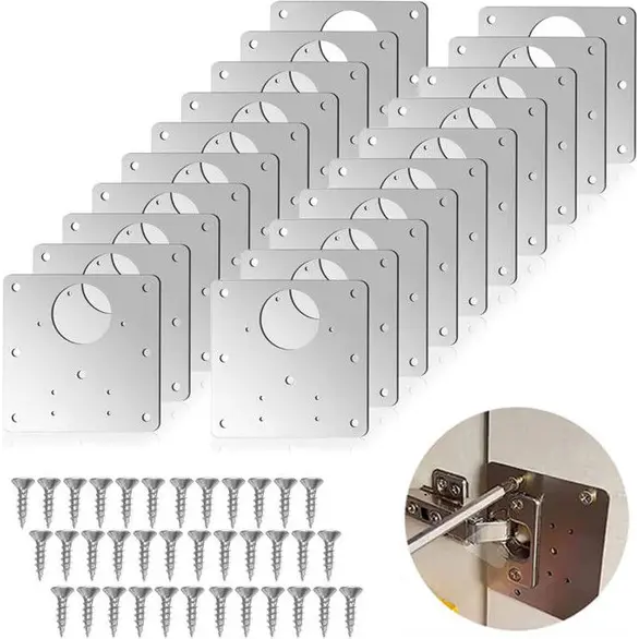 20x Placas de reparación de bisagras con tornillos para armarios y muebles