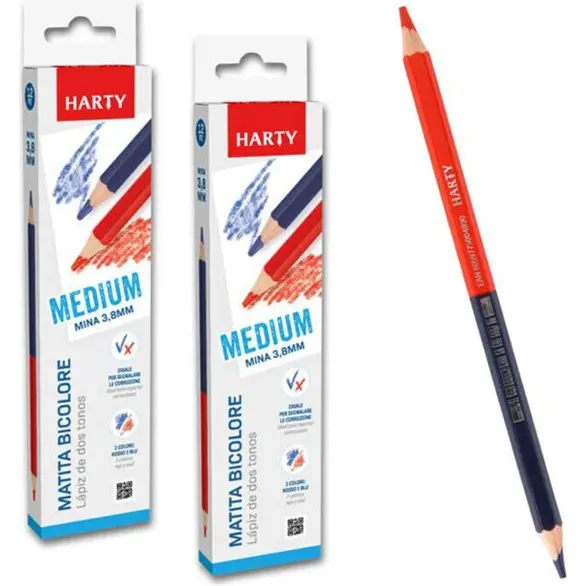 24 lápices de colores bicolor, rojo y azul, 2 colores, mina media, 3,8 mm,...