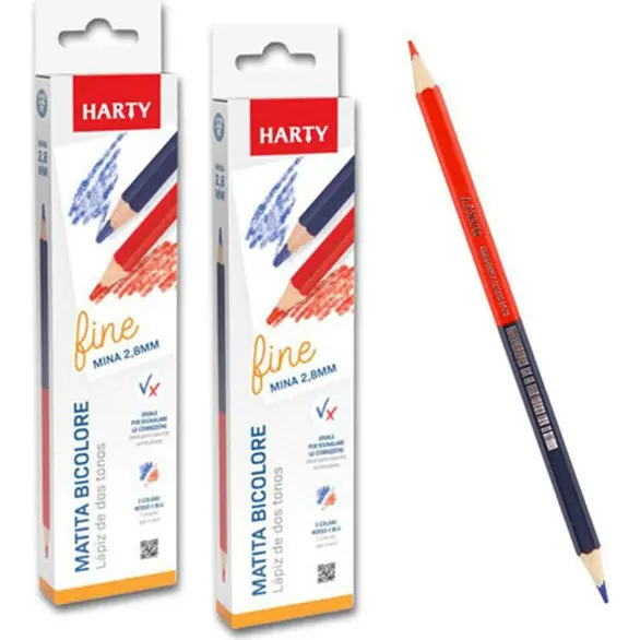 24 lápices de colores bicolor, rojo y azul, 2 colores, escuela, oficina, mina...